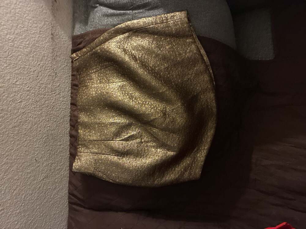 Zara Gold Textured Mini Skirt with Side Zip